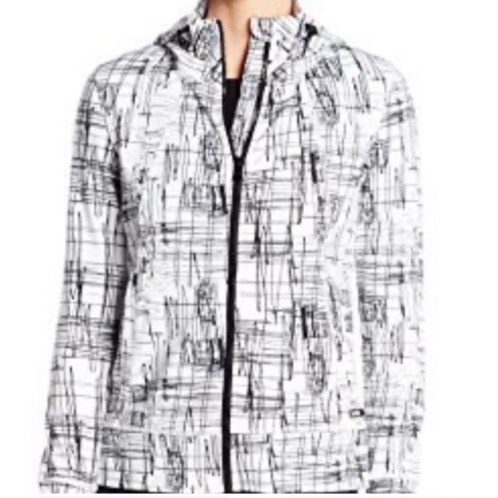 CALVIN KLEIN Performance Dry Black & White Jacket M W/Hood Zipper & Pockets NWOT